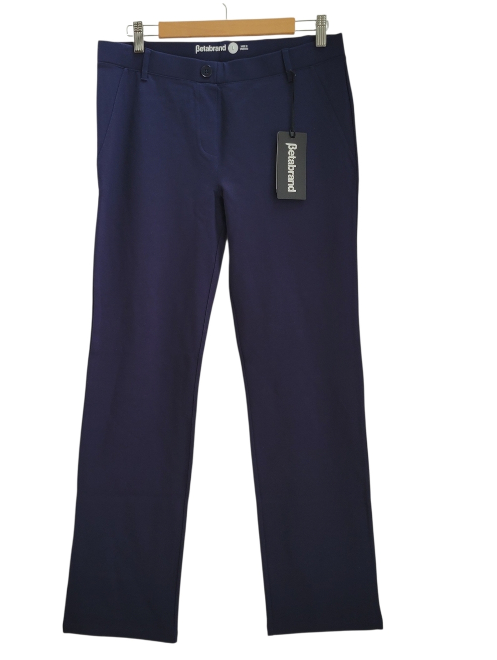 Betabrand Dress Pant Yoga Pants‎ Navy Size Large L Straight Leg Stretch Work